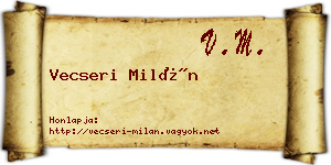 Vecseri Milán névjegykártya